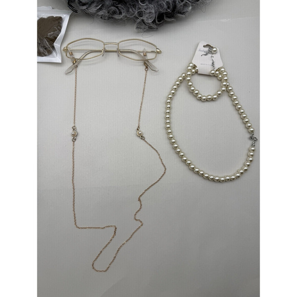 Old Lady Cosplay Grandma gray wig cane glasses chain necklace 100th day school.. - Picture 2 of 12